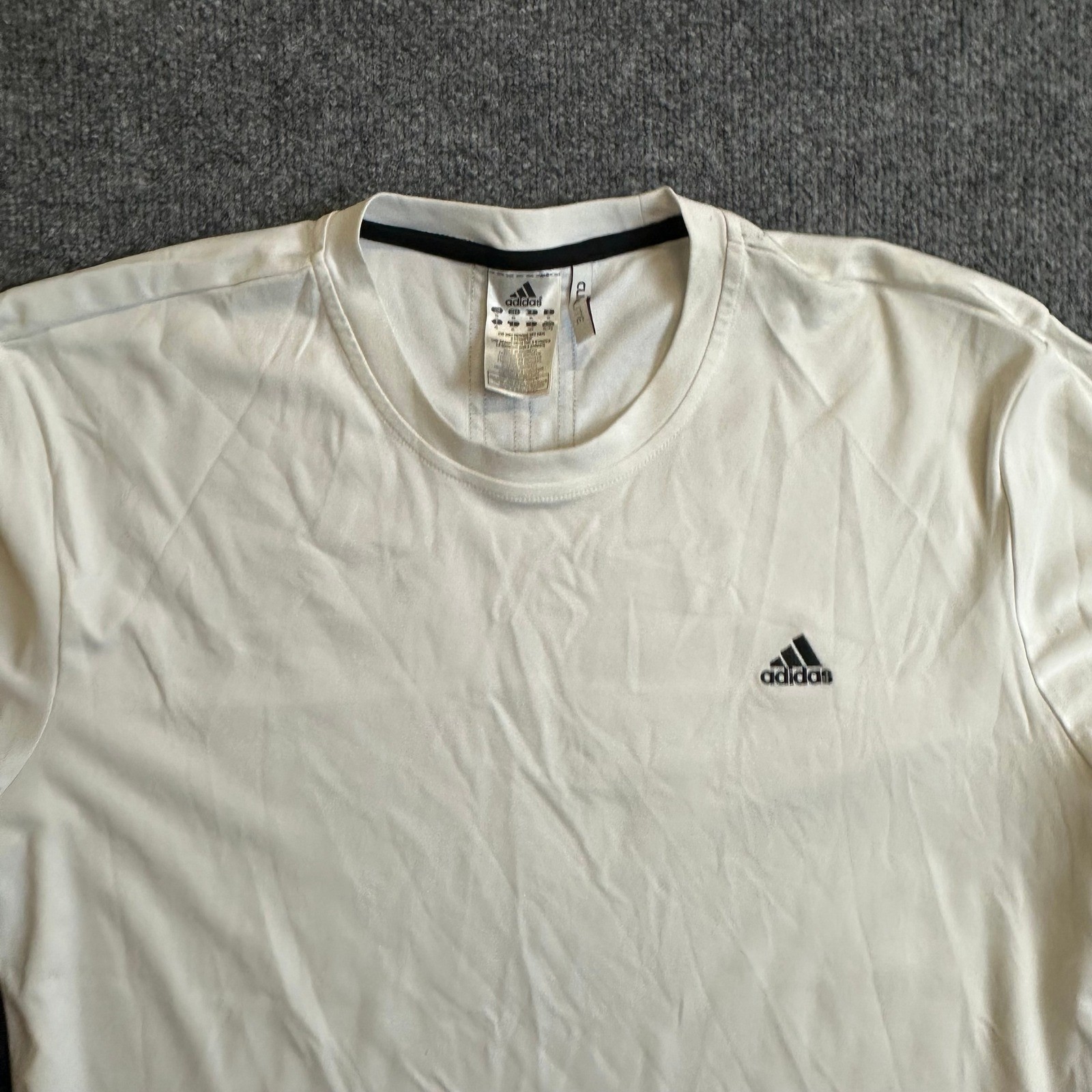 Adidas T-Shirt Mens Size XL White Climalite Athletic Stripe Short Sleeve Gym Tee