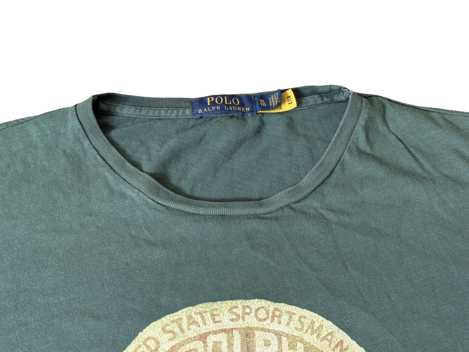 POLO RALPH LAUREN Mens XL Green Sportsman License Grizzly Bear Logo T-Shirt