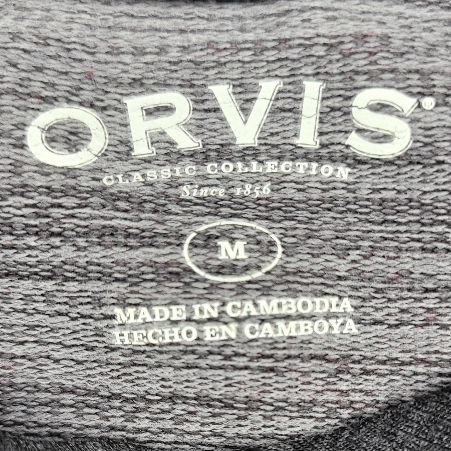 Orvis Mens Classic Collection Raglan Long Sleeve Shirt Burgundy Grey Medium