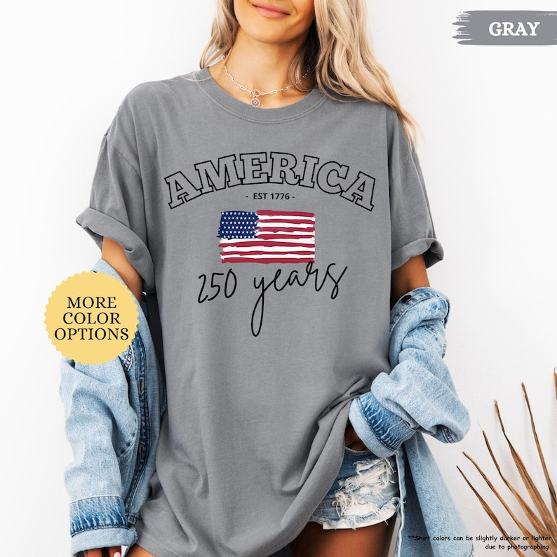 America 250 Years T-Shirt Comfort Colors American Flag Patriotic Gift Men Women
