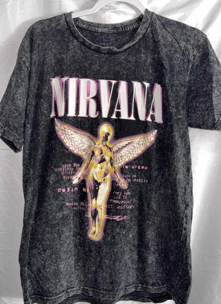 Nirvana Men’s Shirt Distressed Fade Acid Wash Size Medium Pre Owned