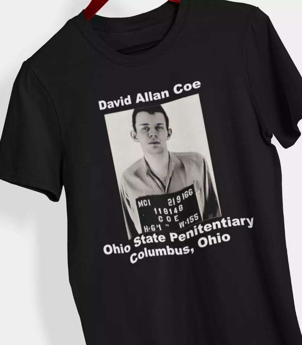 David Allan Coe Mugshot black T-shirt short sleeve All sizes S-5Xl 2F301