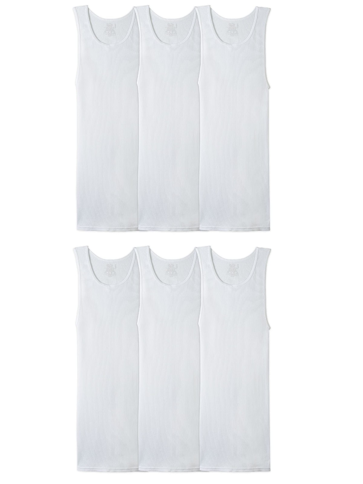Men’s TagFree Tank AShirt, Big Man 6 Pack White, 4XLarge