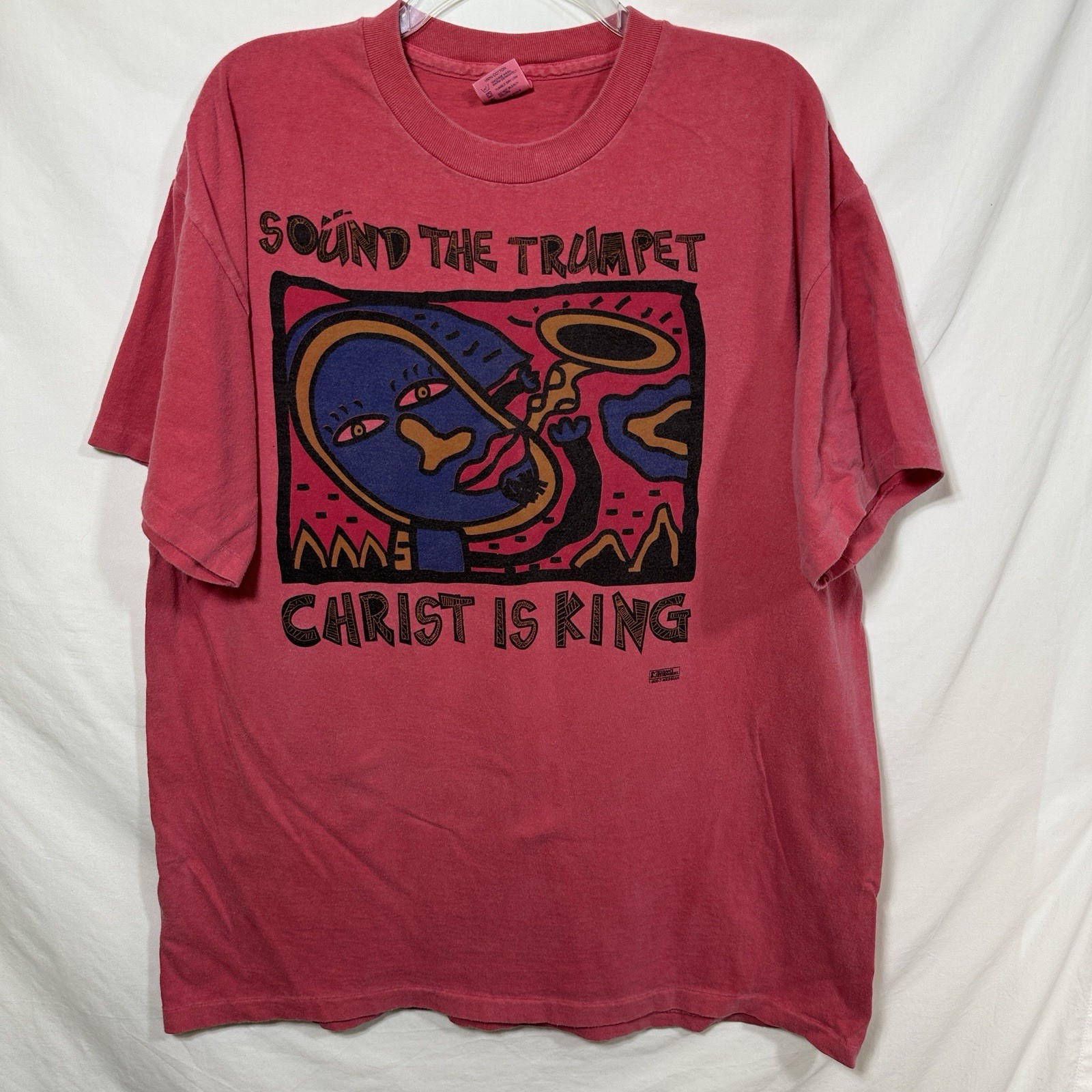 Vintage Jesus Shirt L 90s Sound The Trumpet Christ Is King Art Tee Single Stitch