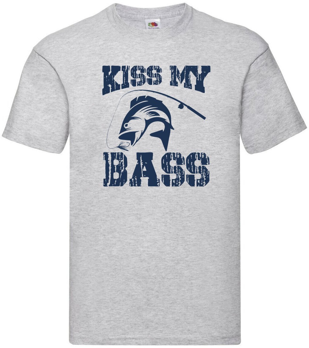 Fishing Kiss My Bass Humour Novelty T Shirt Various Colours And Sizes