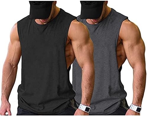 COOFANDY Men Workout Tank Top 2 Pack Gym Bodybuilding Sleeveless T Shirts