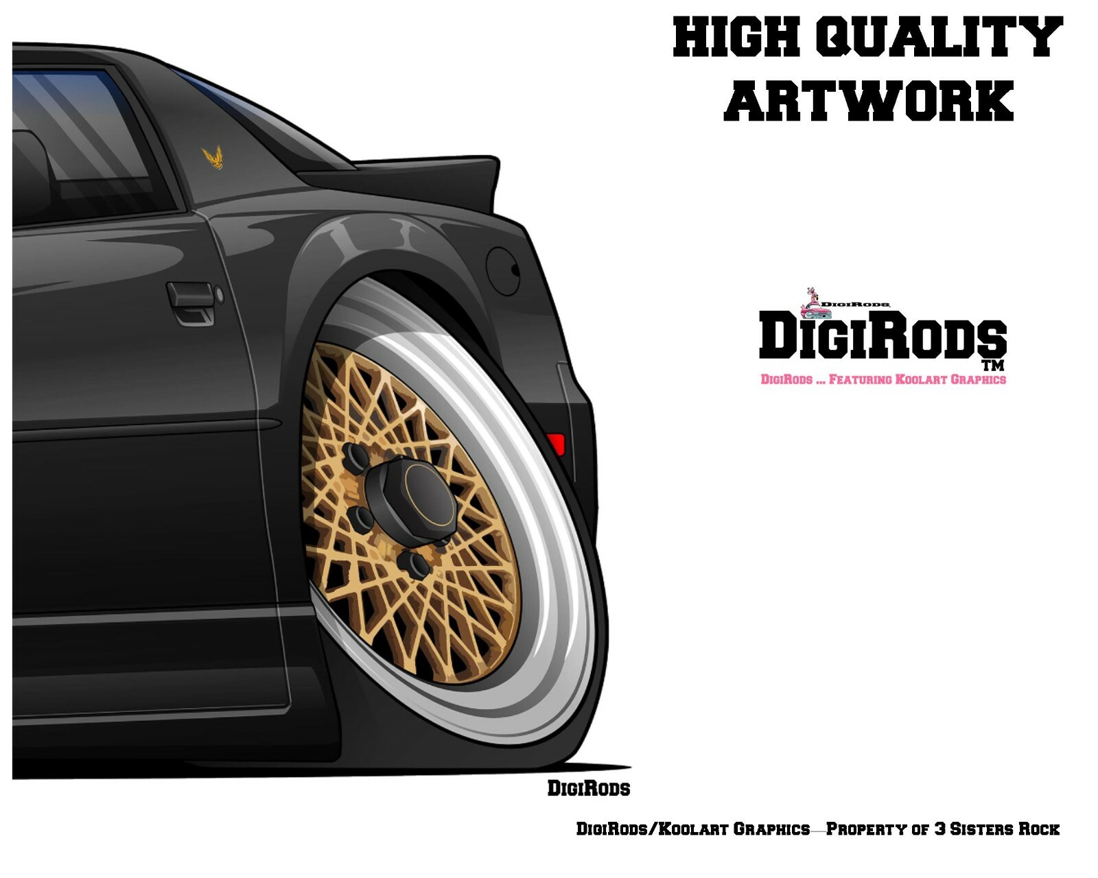 Pontiac Firebird Trans Am GTA Model DigiRods / Koolart Cartoon Car T Shirt