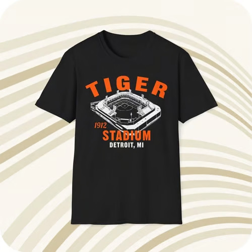 Throwbackmax Tiger Stadium 1912 Classic Cut Baseball T-Shirt – Detroit Tigers