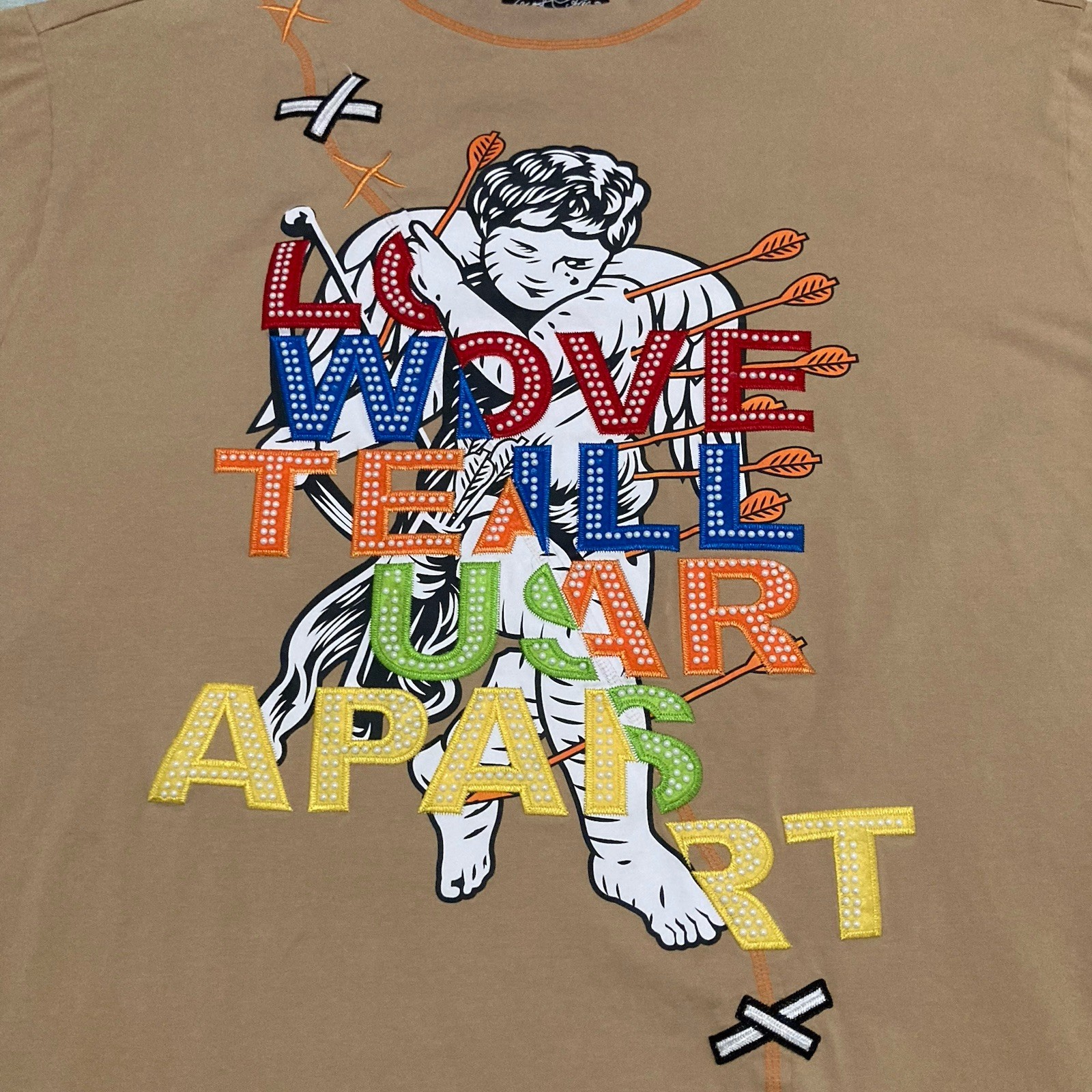 Frost Originals Love Will Tear Us Apart Cupid Graphic Beige Men’s Beaded 3XB