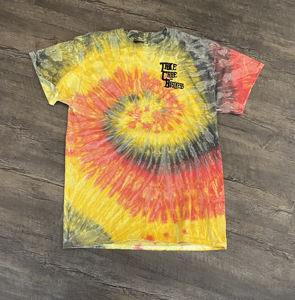 Take Care Of Business Men’s T-Shirt Medium Embroidered Tie Dye Short Sleeve