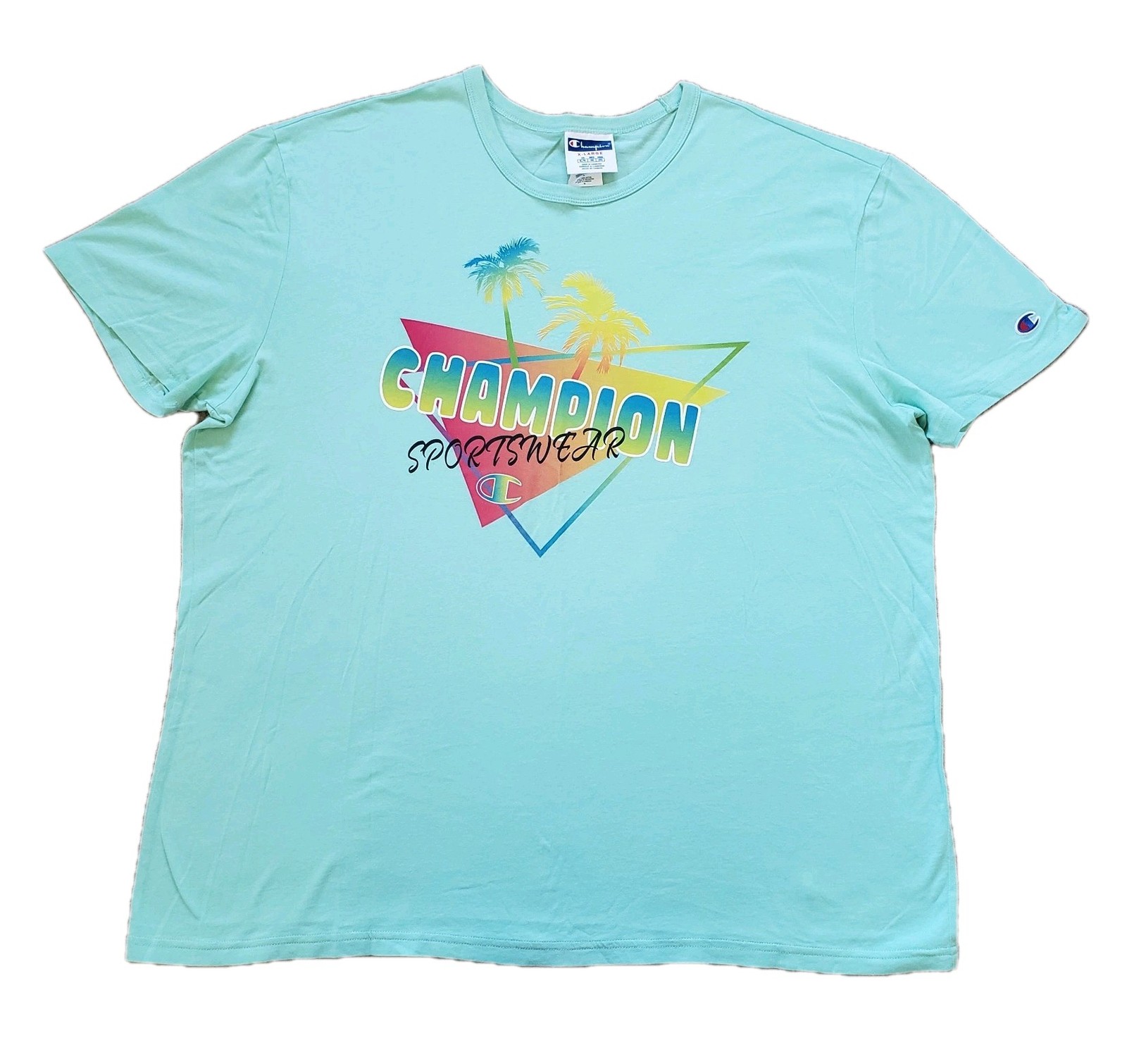 Champion Sportswear Miami Vice Sz XL Mens Light Green 100% Cotton T-Shirt Palm