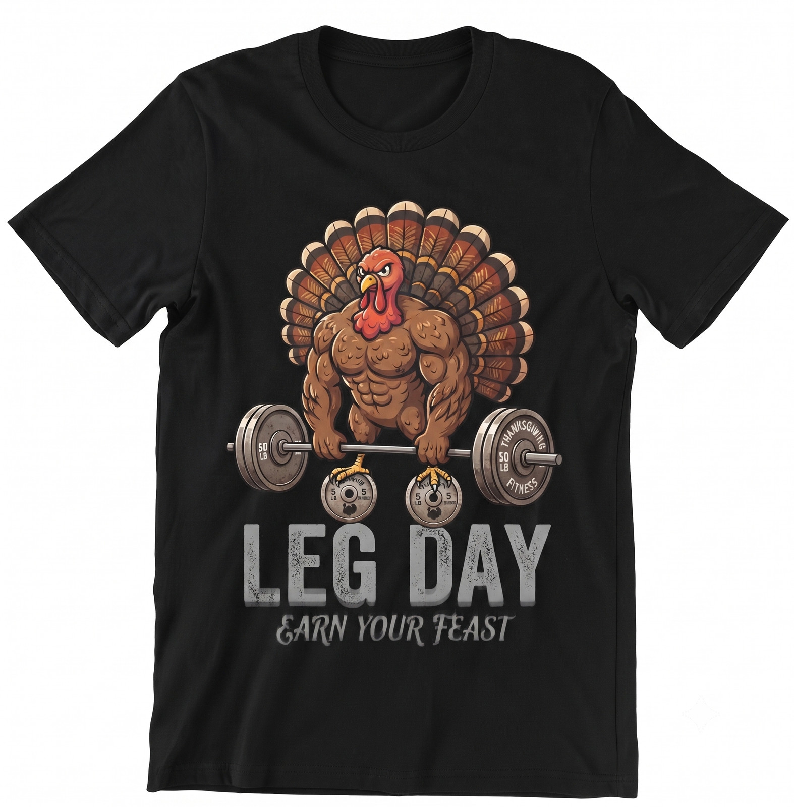 Leg Day Funny Thanksgiving Lifting Muscular Turkey Fitness T-shirt For Men Women