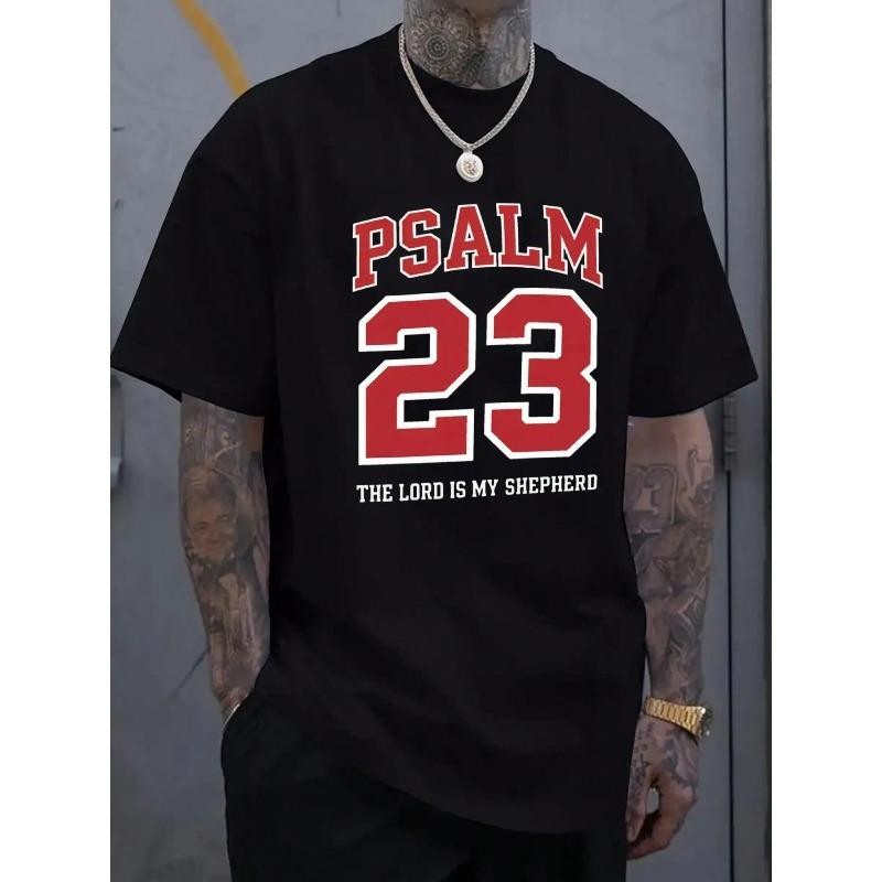 Men’s Christian Pattern Psalm 23 The Lord Is My Shepherd Bible Verse T-Shirt