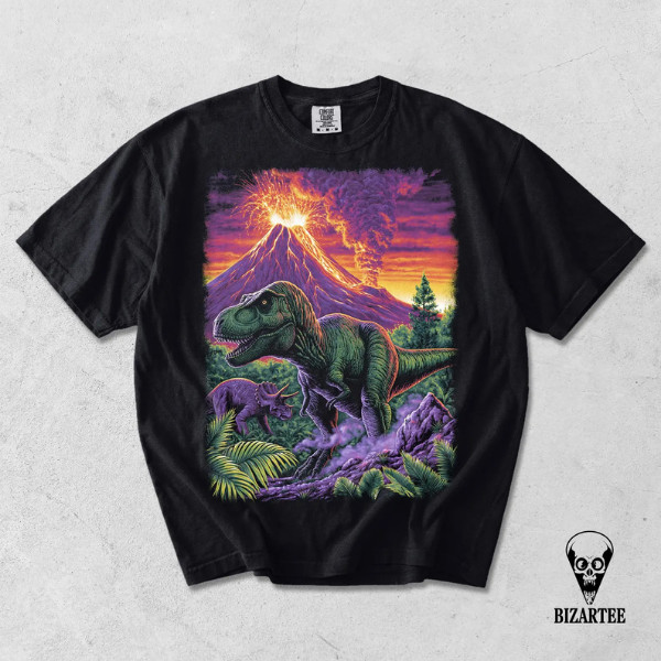 Vintage 90s Dinosaur TShirt – Prehistoric Triceratops, Y2k Grunge Shirt