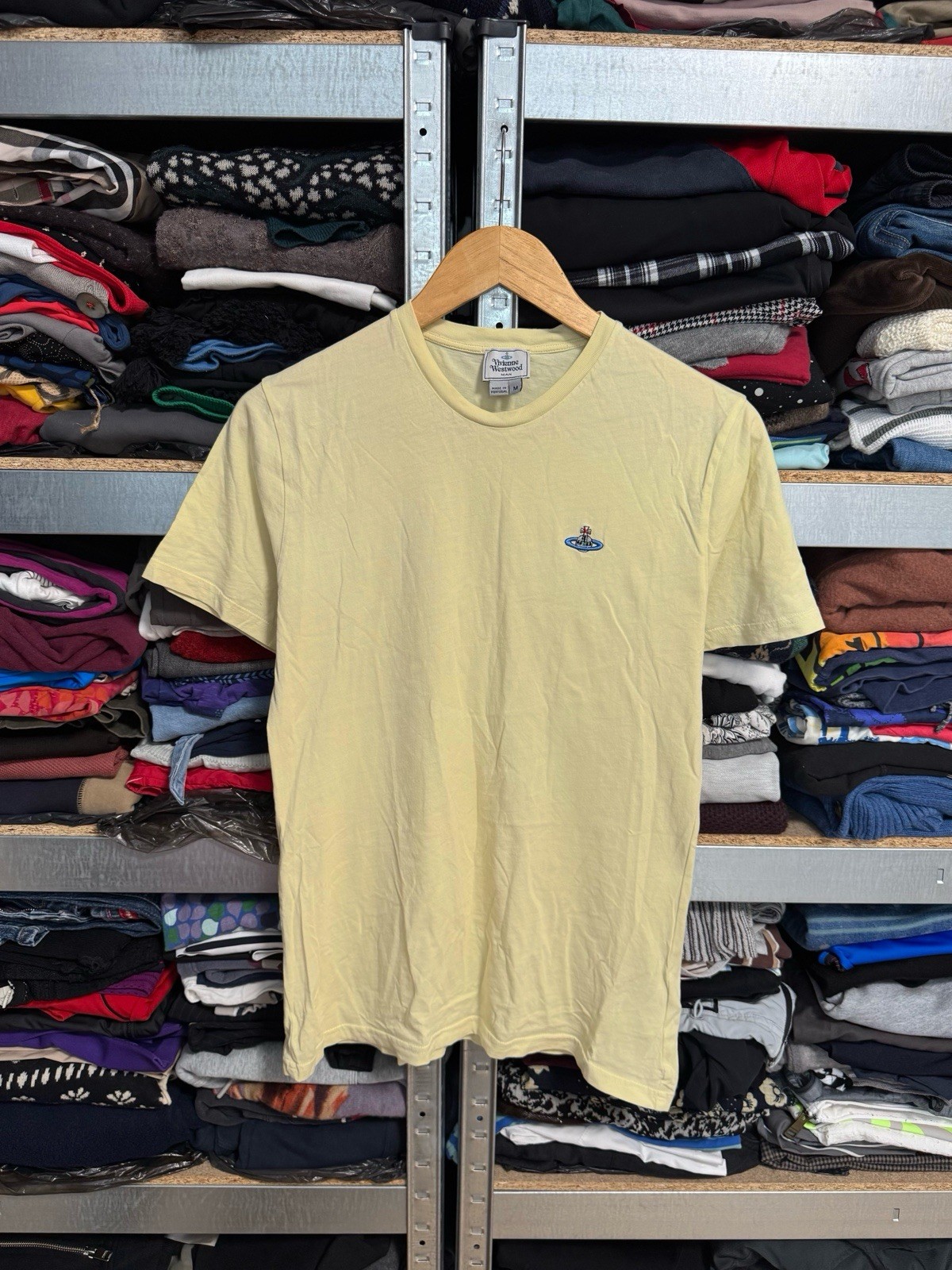 Mens Vivienne Westwood Man Orb Logo T-Shirt Light Yellow Cotton Size M Authentic