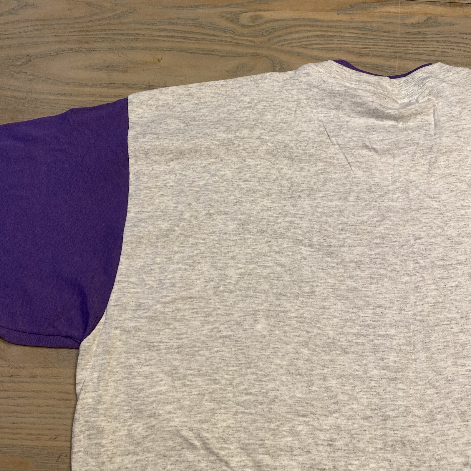 VTG Belton Designer Knits Gray Purple Contrast Sleeves Mens XL Single Stitch USA
