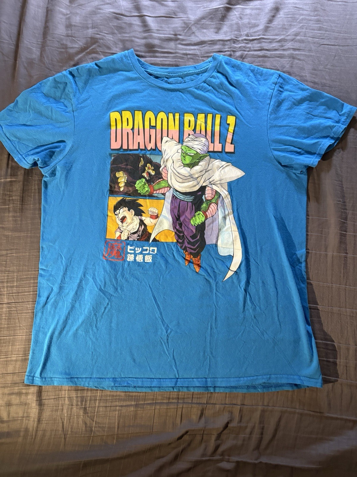 Dragon Ball Z Piccolo Men’s L Blue Graphic Tee Short Sleeve Crew Neck Cotton