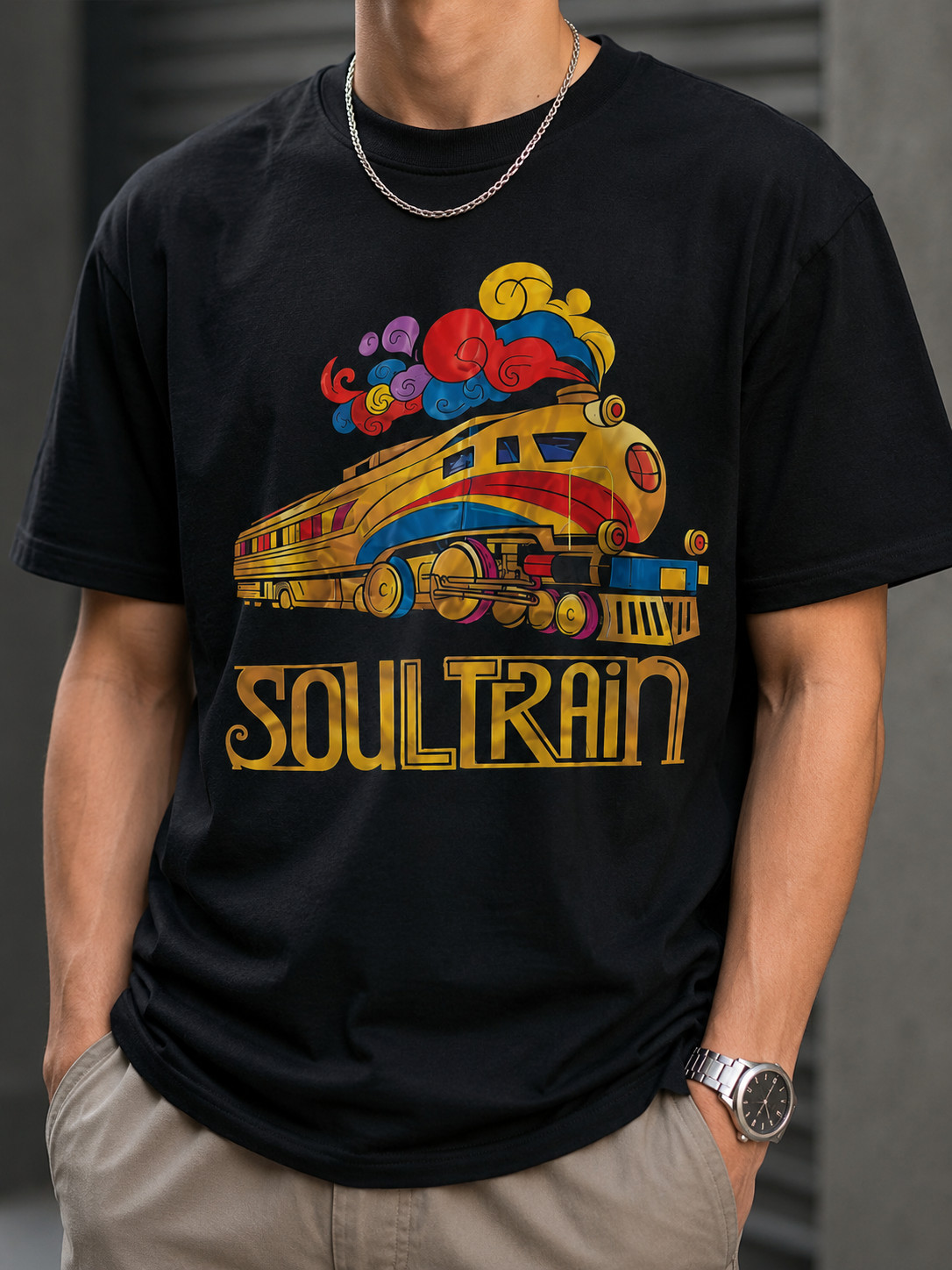 Soul Train Retro Graphic T Shirt Royal Blue Vintage Train Tee Funk Music Unisex