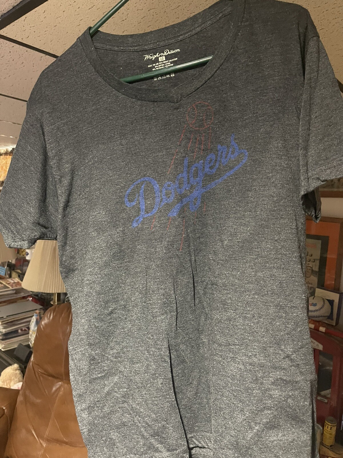 MLB Los Angeles Dodgers Grey Logo T Shirt Men’s Large Nice