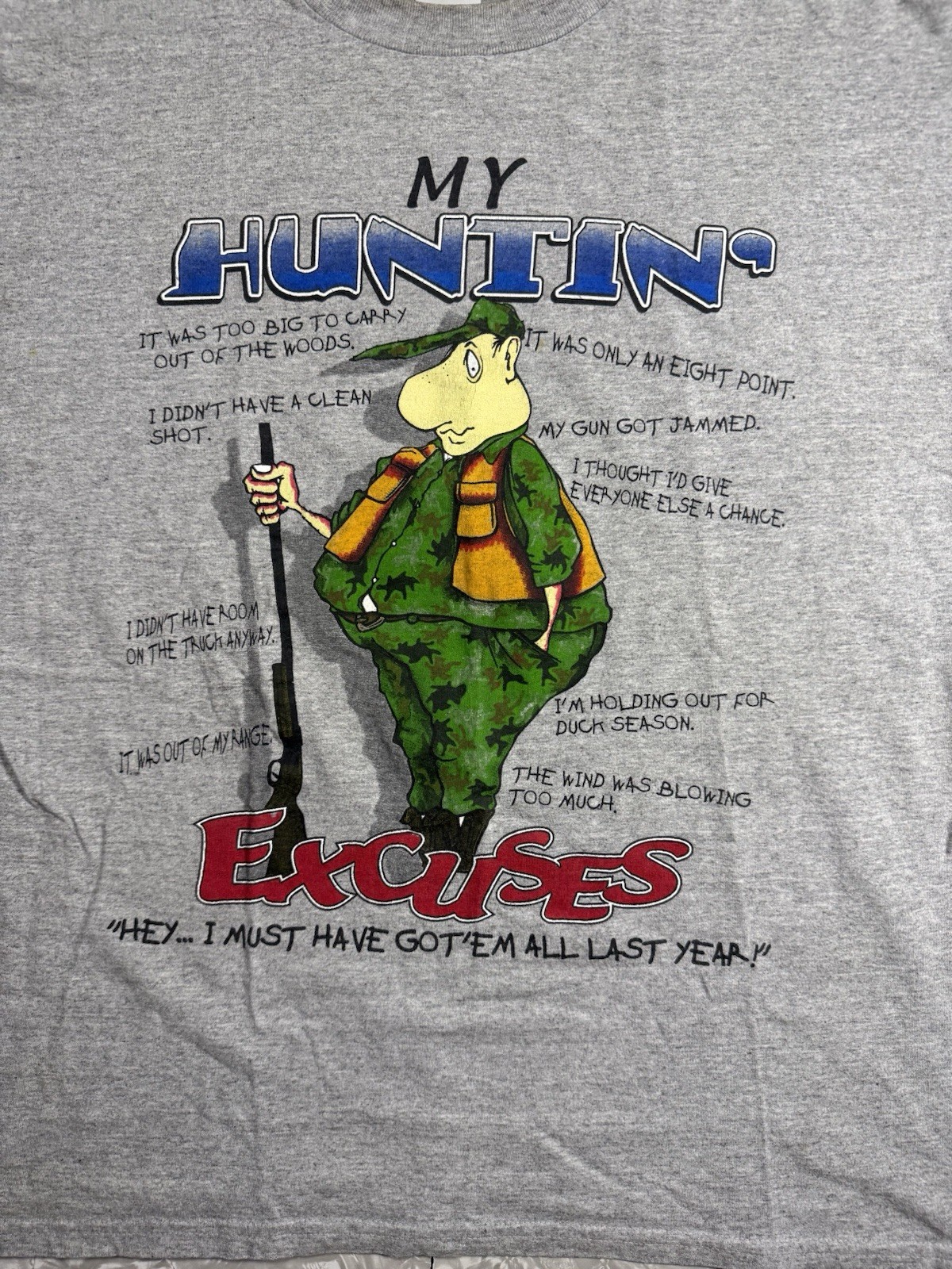 Vintage TSI T Shirt Hunting Comedy Men’s XL Grey