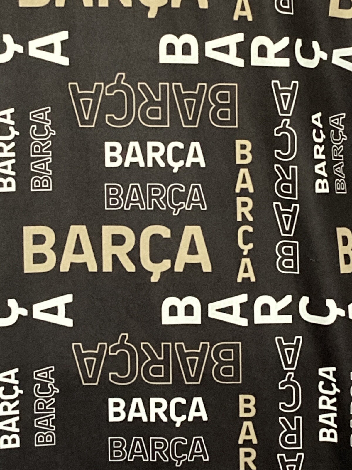 Barca FC Barcelona Mens Polyester Tshirt Sz L Black All Over Print Soccer Futbol