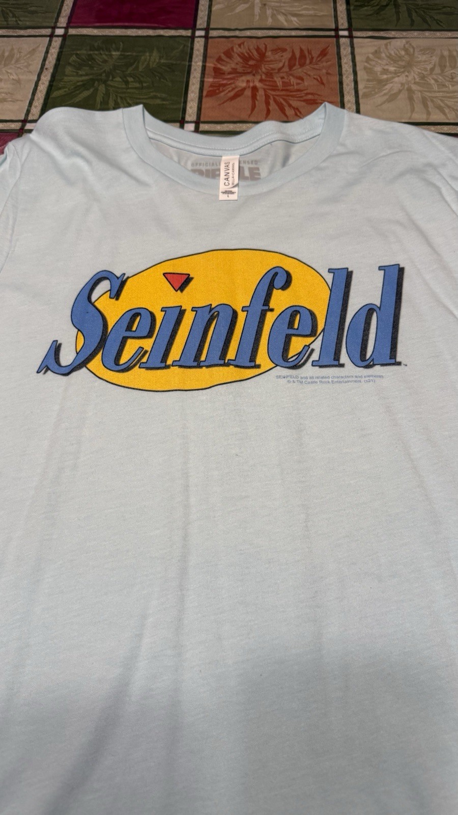 Large Seinfeld Logo Shirt 90s Sitcom TV Show Ripple Junction Retro Graphic