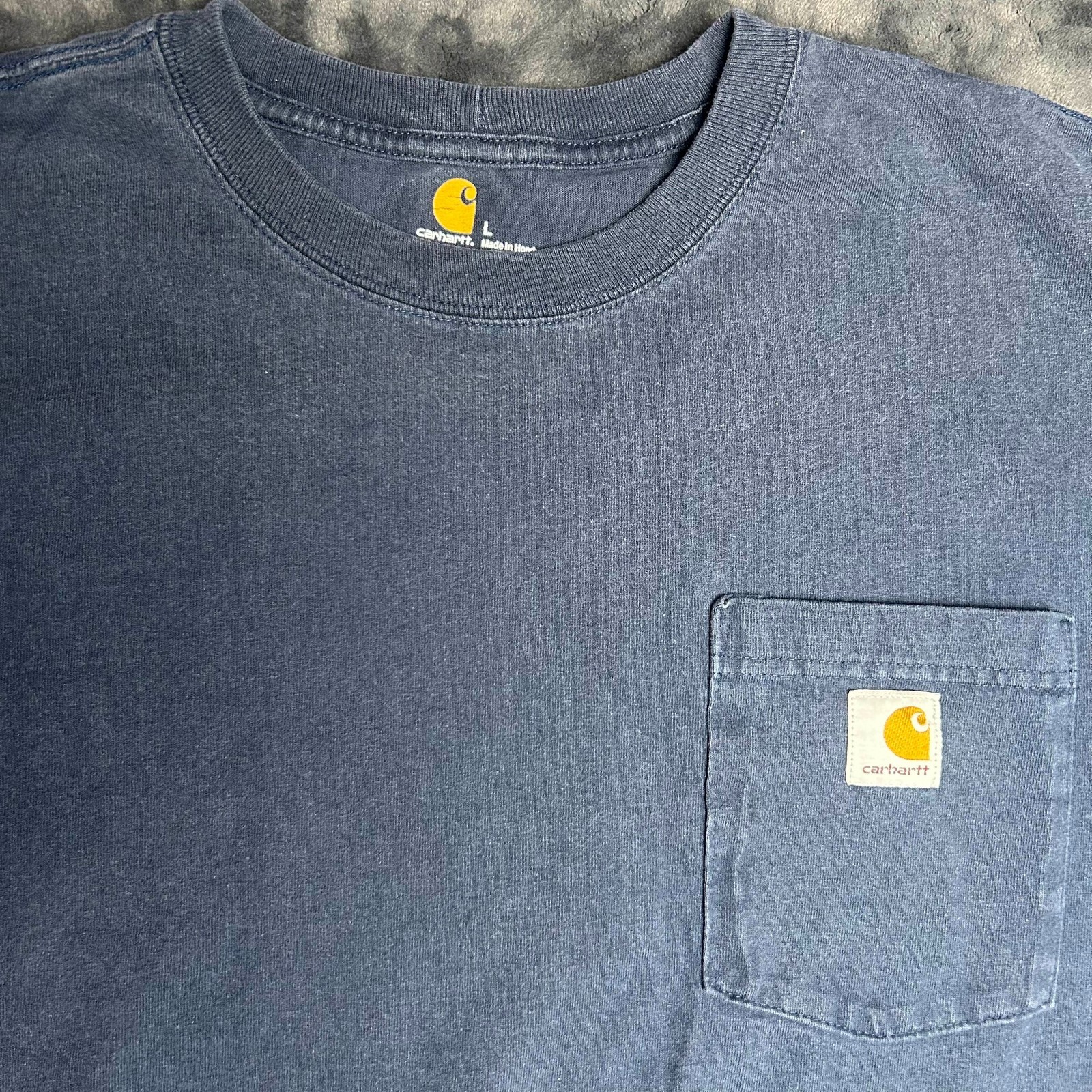 Carhartt K87-Nvy Original Fit Pocket T-Shirt L Faded Navy Blue