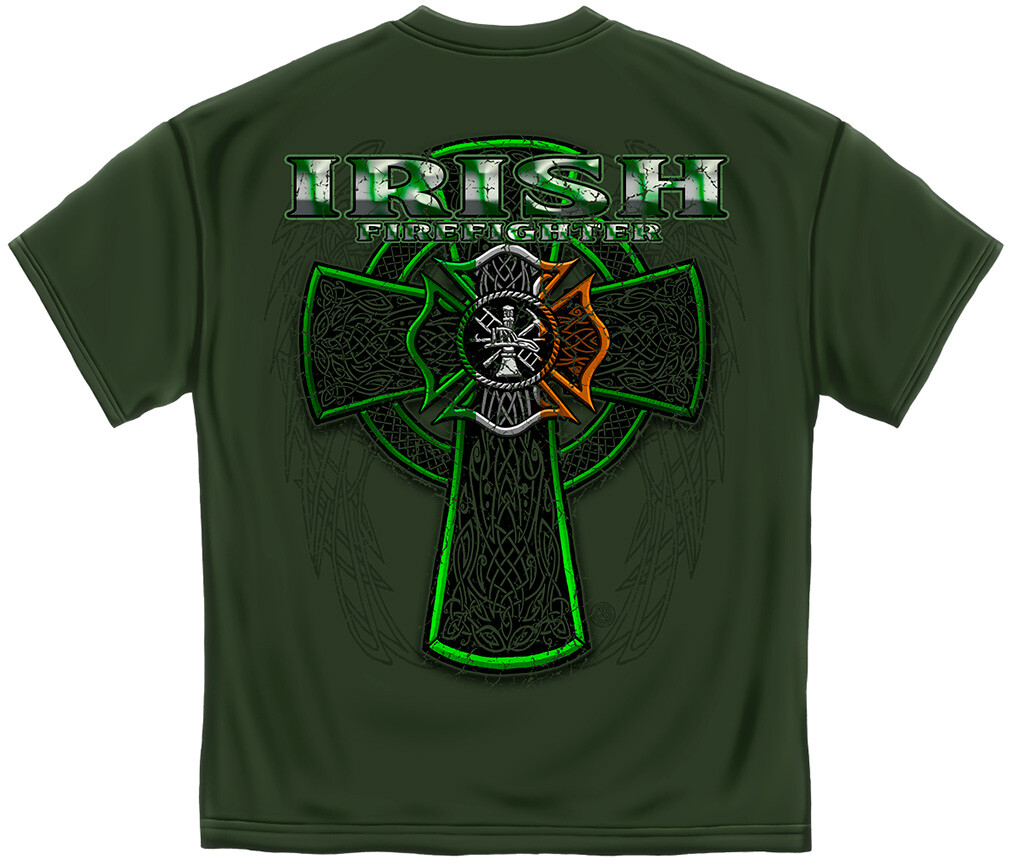 FIREFIGHTER IRISH GREEN FOIL T-Shirt – PreShrunk Cotton – 6 Sizes