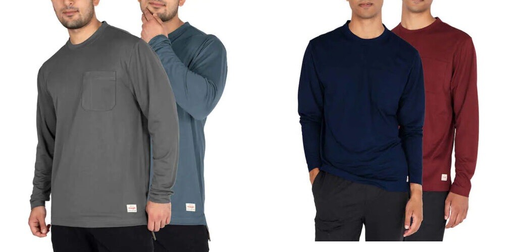 Wrangler Men’s Micro Pique Long Sleeve Tee, 1 or 2- Shirt