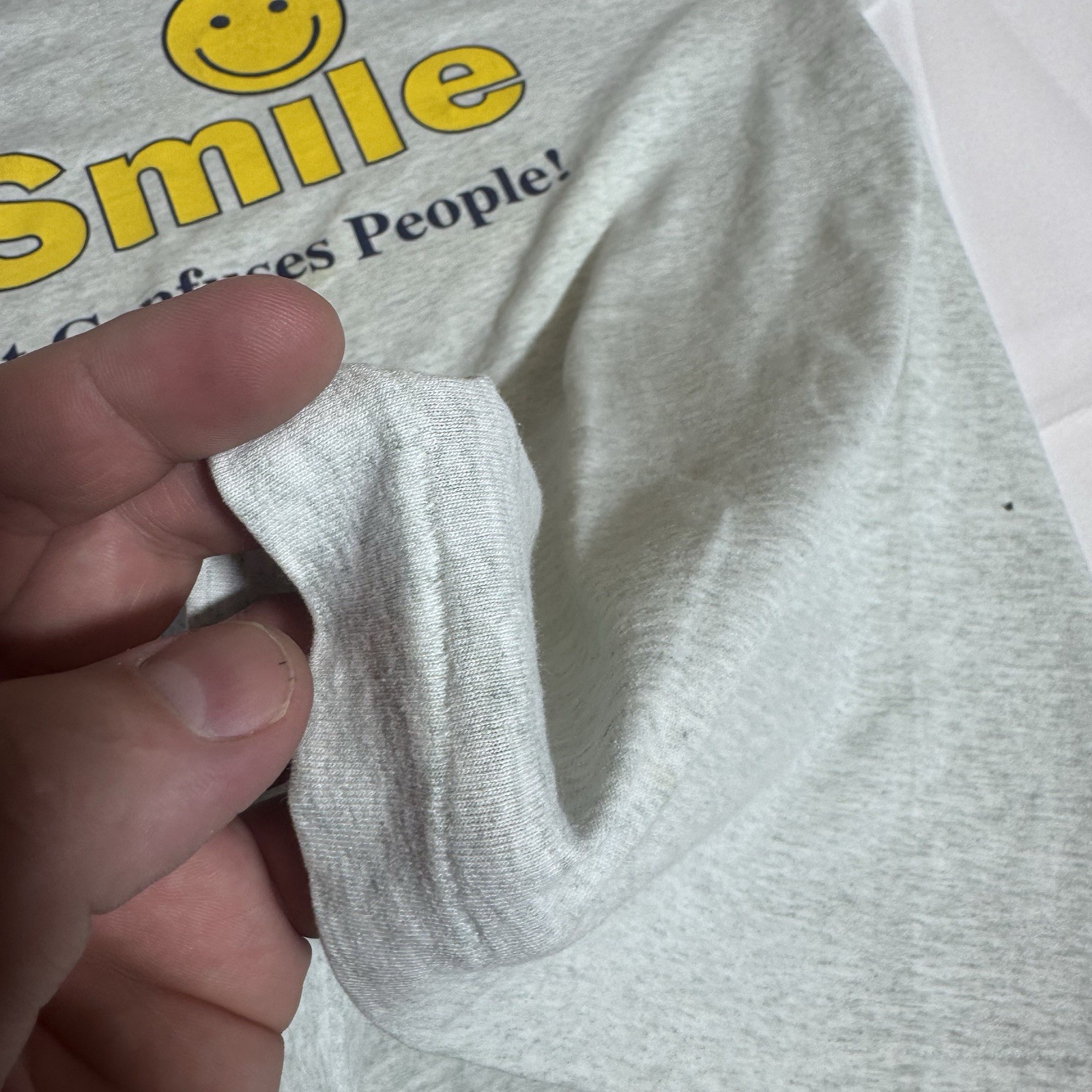 Best Tag VTG Graphic TEE, 50/50, USA, Smiley, Gray, Male/Female, Large