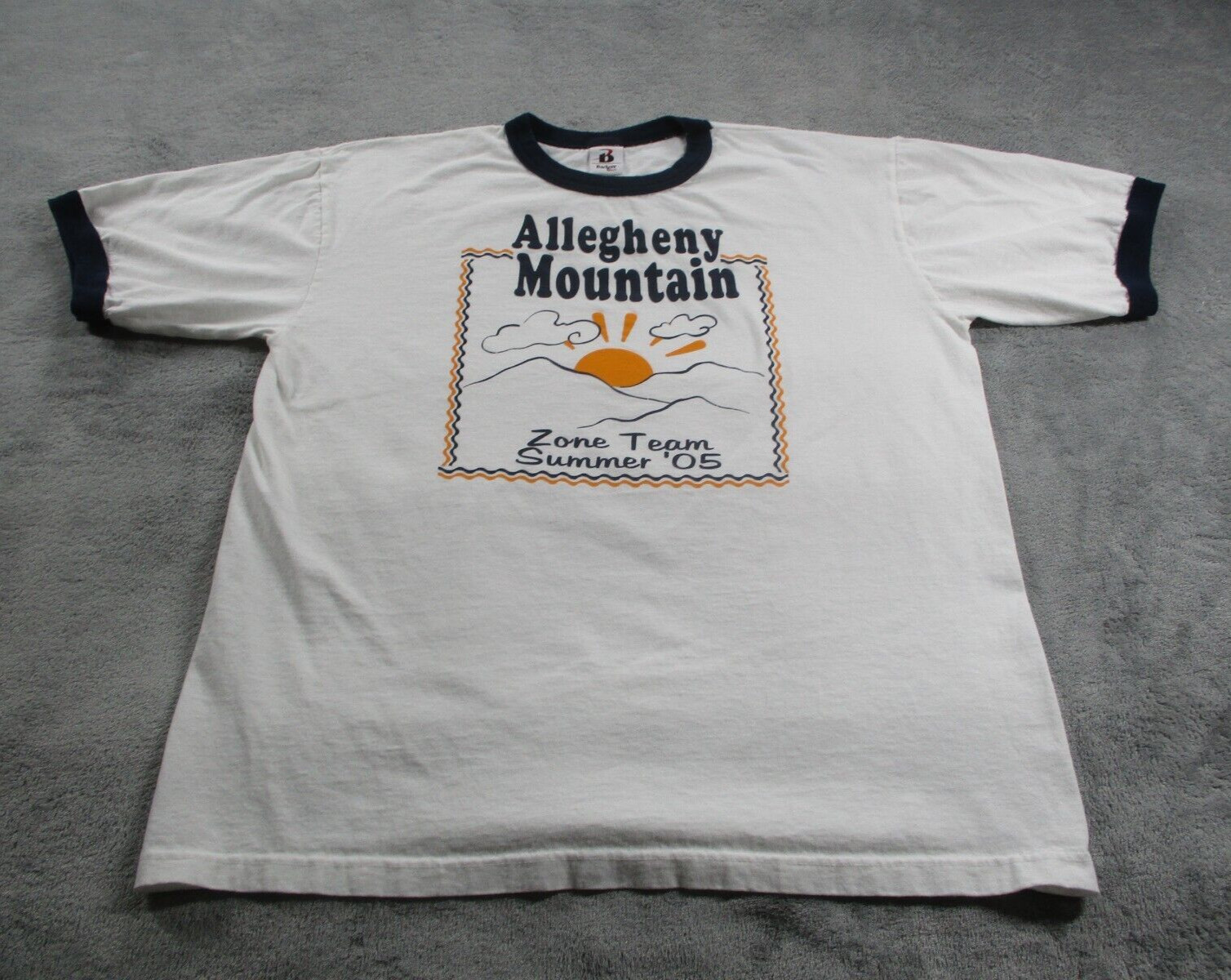 Badger Sport Ringer Shirt Adult Large Allegheny Mountain Summer 2005 White EUC