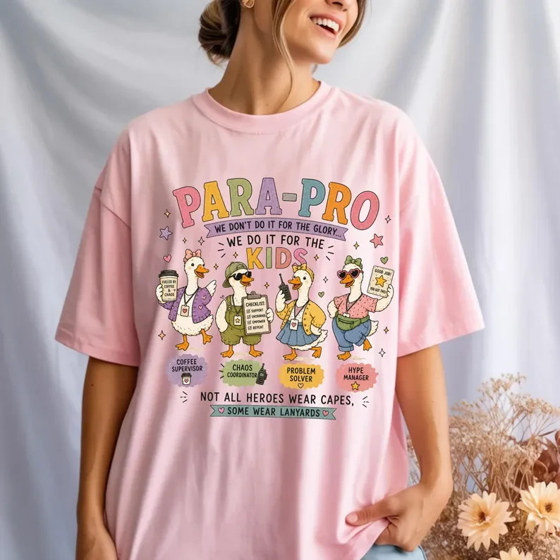 Paraprofessional Shirt Para Pro Teacher Assistant School Staff Gift Duck Tee