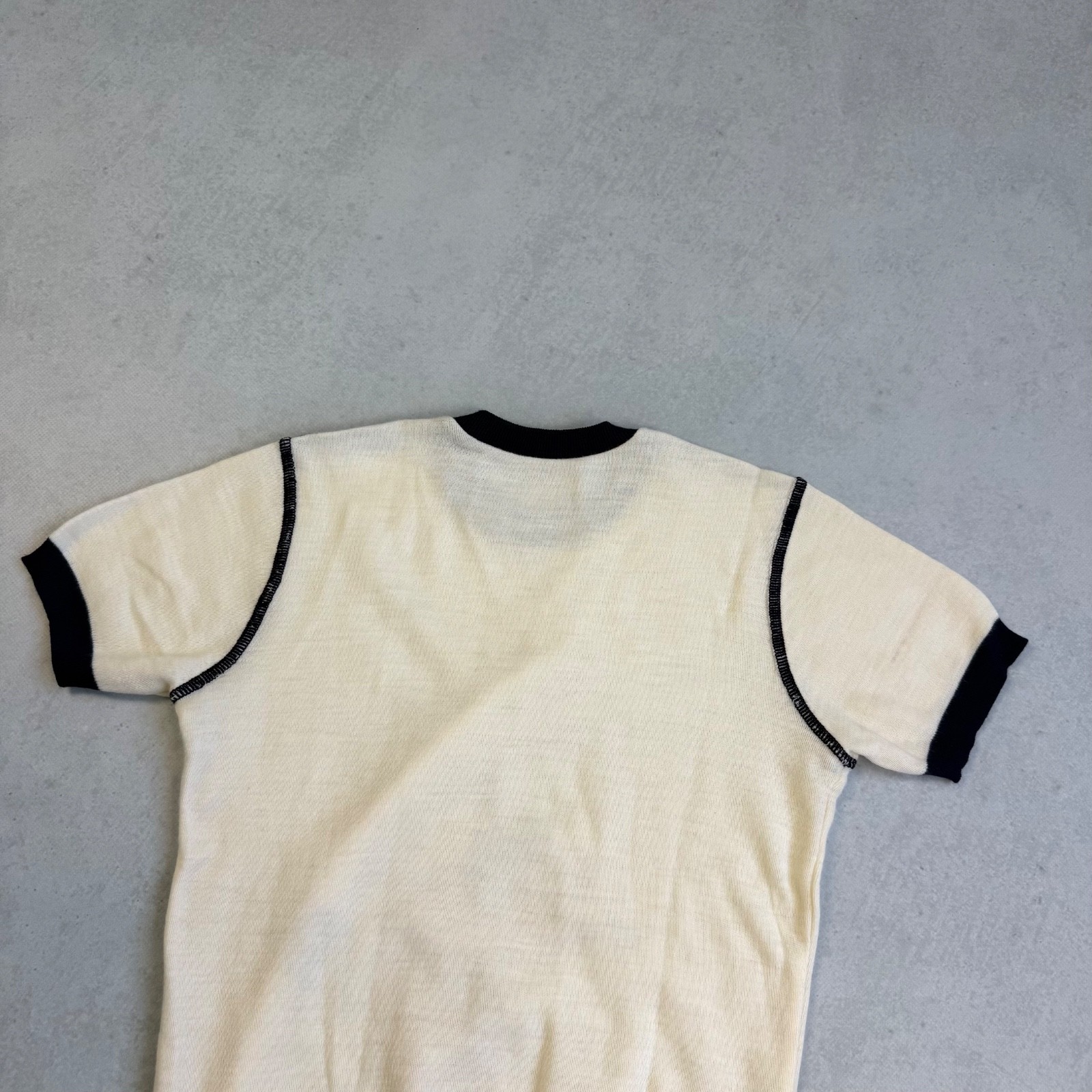 VINTAGE 60’s ACKERMANN BIG BAD WOLF CARTOON ACRYLIC KNIT TEE T-SHIRT YOUTH 164CM
