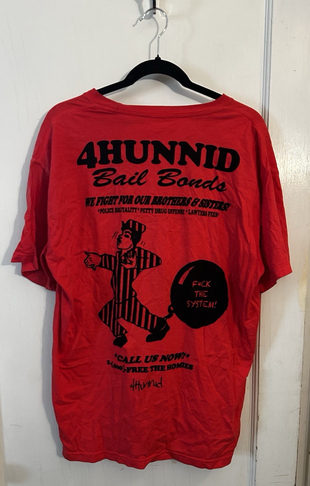4 Hunnid 4Hunnid Bail Bonds Graphic T-shirt Size L *Faded See Pics*