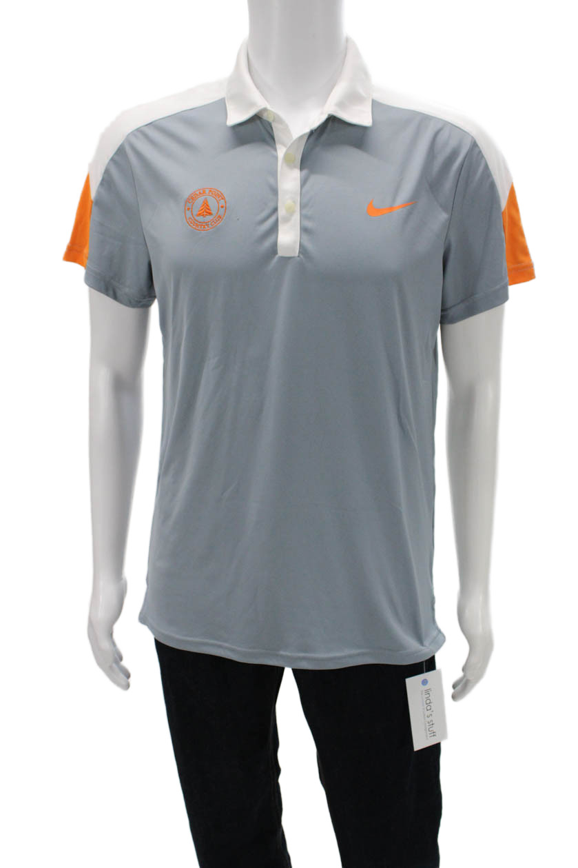 Nike Mens Polo Colorblock Gray Short Sleeve Recycled Polyester Size L