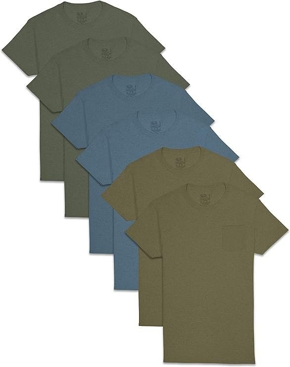 Mens 8-Pack Assorted Pocket Crew T Shirts by Fruit of the Loom Comfortable…