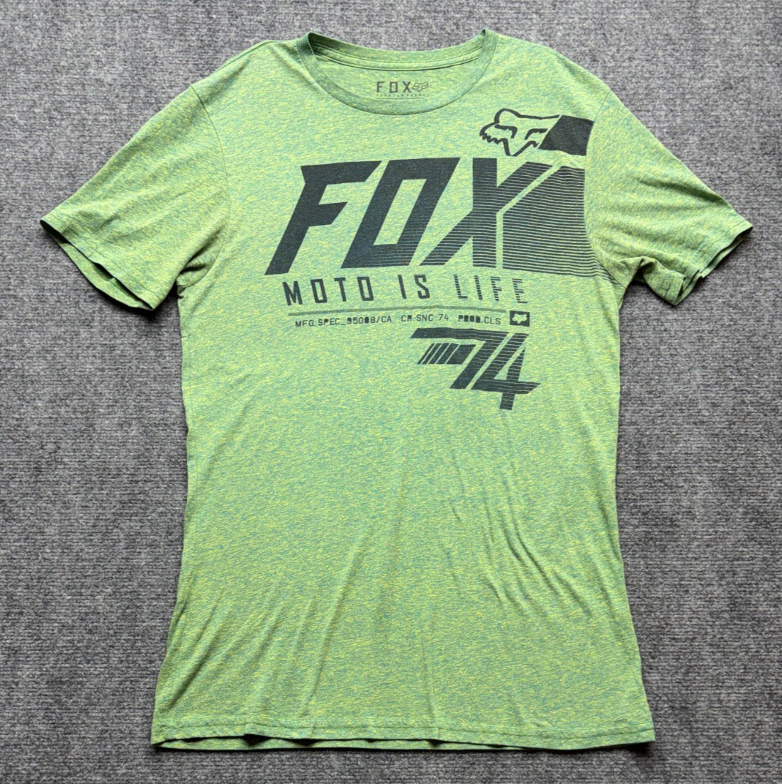 Fox Racing Moto Is Life T-Shirt Men’s Large Slim Fit Green Heather Premium Fabri