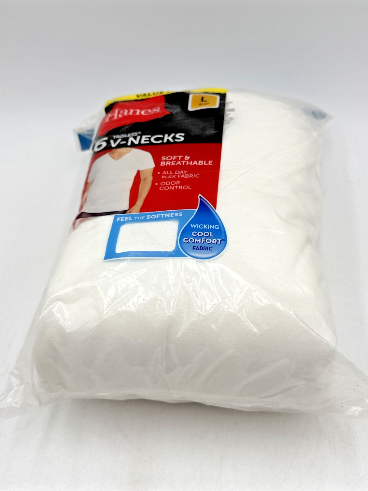Hanes 777VP6 Men’s T-Shirt, Size L – White (6 Piece)