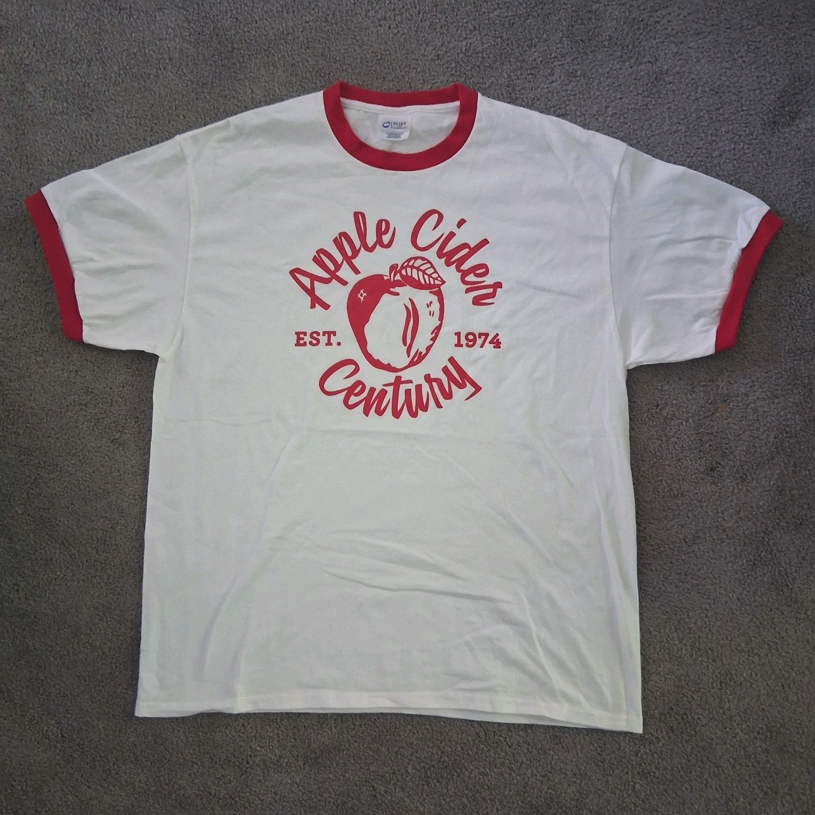 Vintage Apple Cider Century Ringer T-Shirt Est. 1974 Three Oaks MI Cycling XL