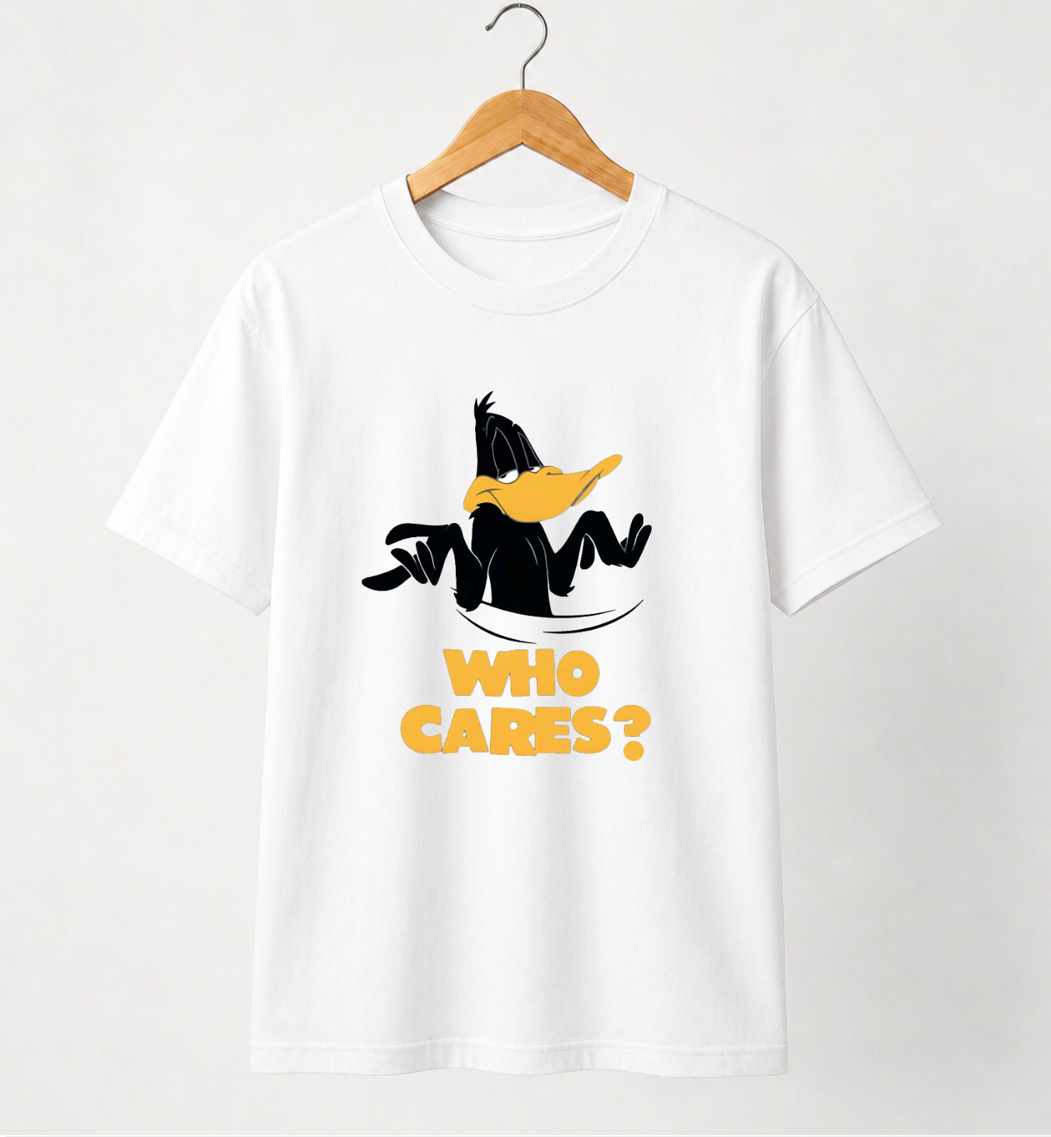Daffy Who Cares T-Shirt Ironic T-Shirt Cartoon Men Women