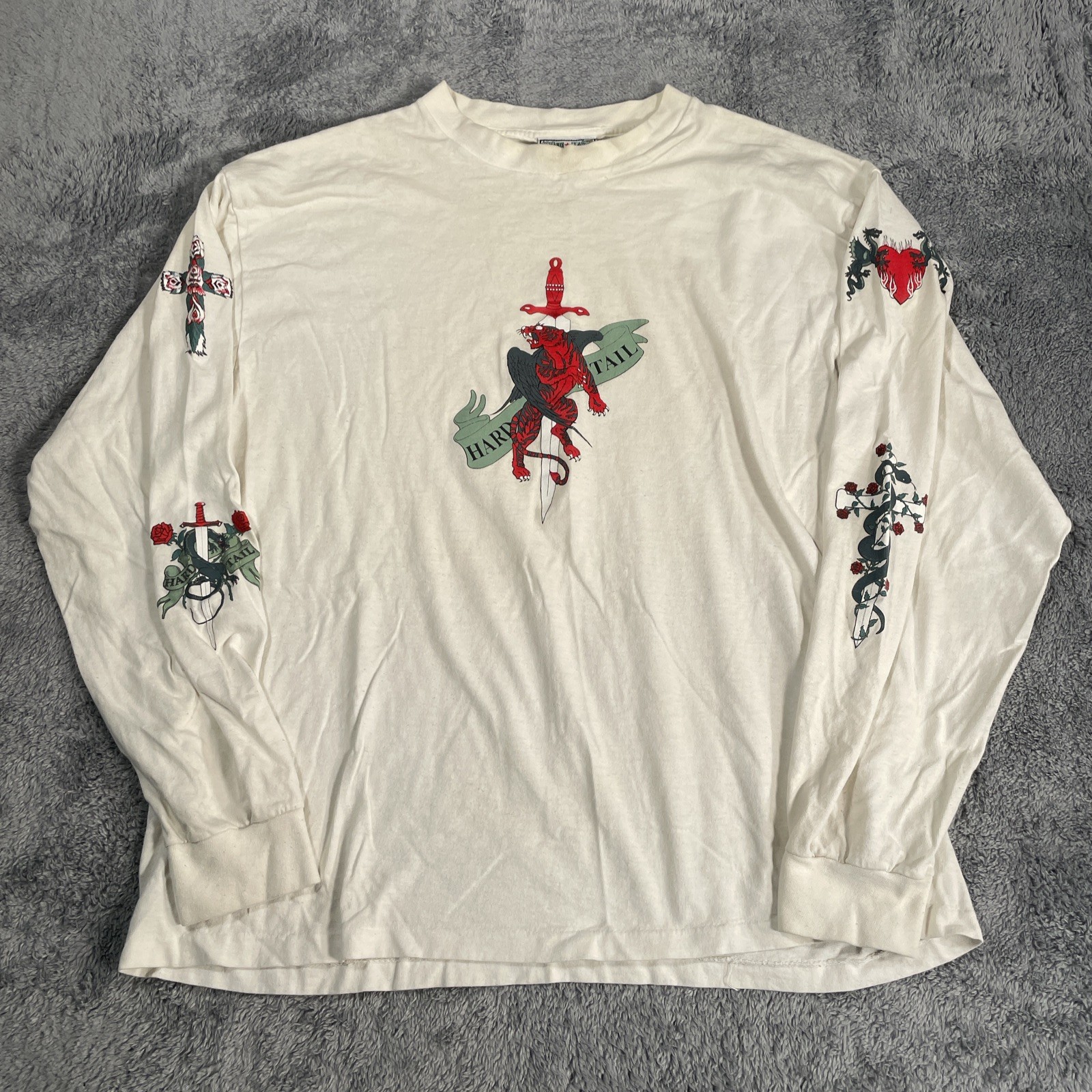 Vintage Hardtail Y2K LONG SLEEVE Chrome Hearts SZ XL DRAGON TIGER SWORD Shirt