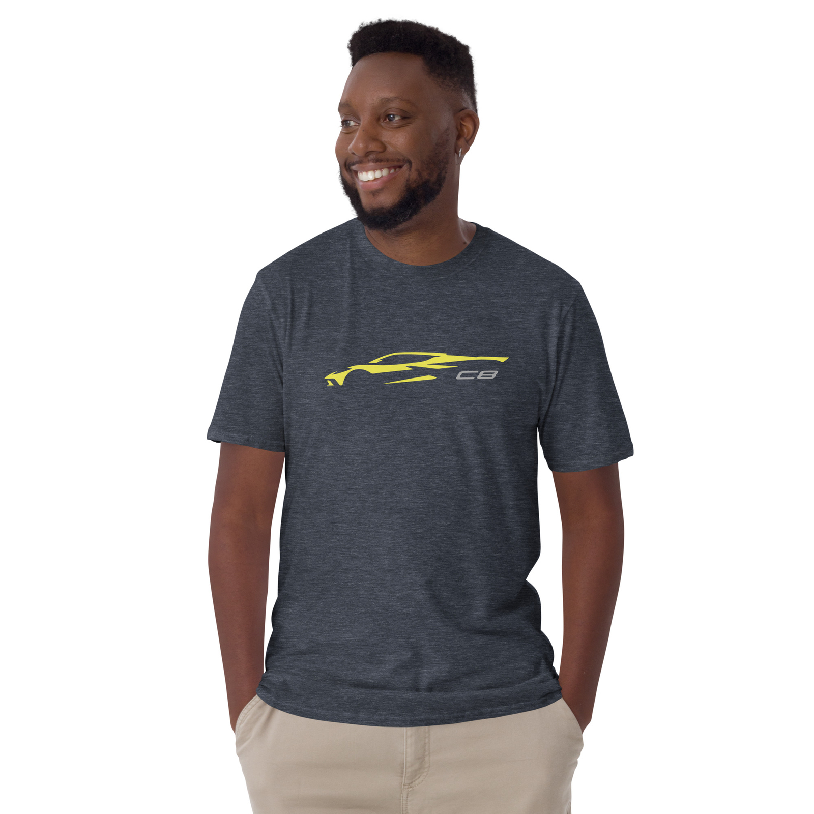 Softstyle T-Shirt For Chevrolet Corvette C8 Yellow 2022-2023 Car Owners Gift