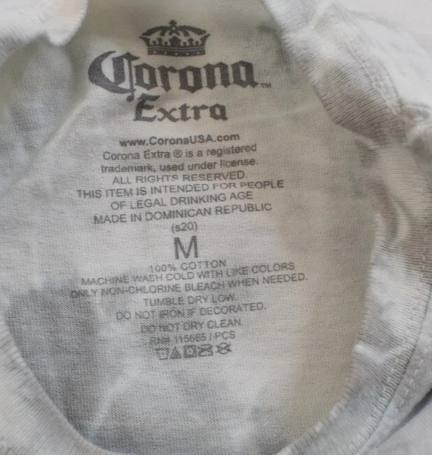 Corona Extra Mens Corona Extra Crown Graphic White Tie Dye Shirt New S-XL