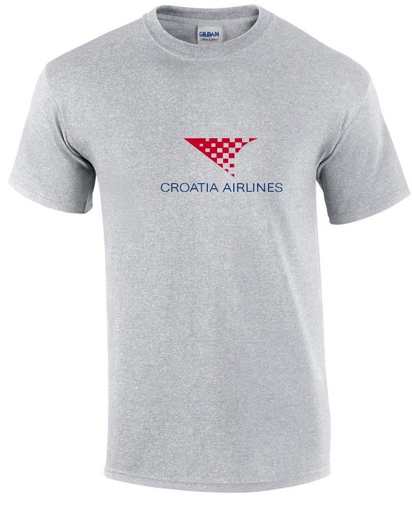 Croatia Airlines Red Blue Logo Croatian Aviation Sport Gray Cotton T-shirt