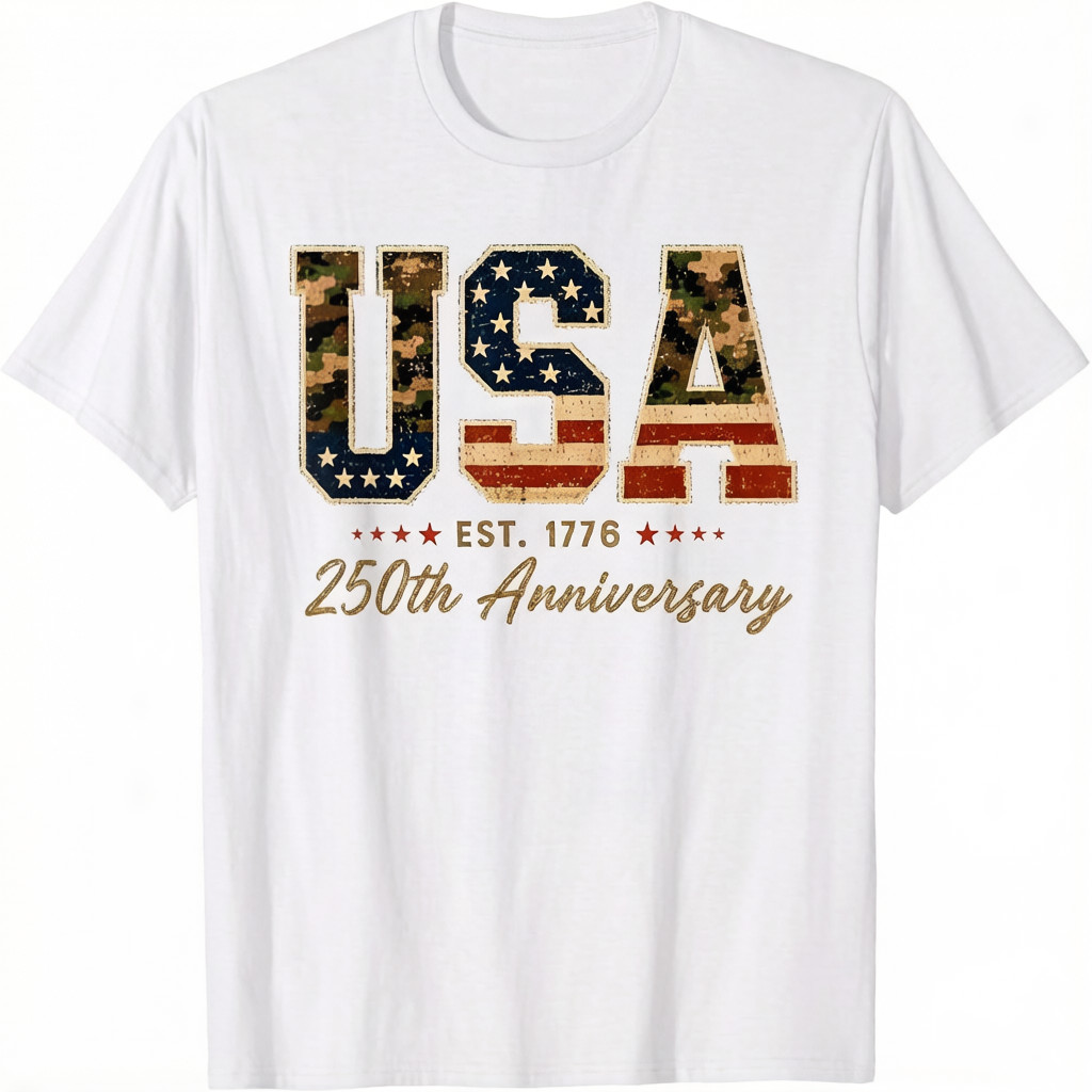4th of July America US Flag Patriotic 250th Anniversary USA T-Shirt