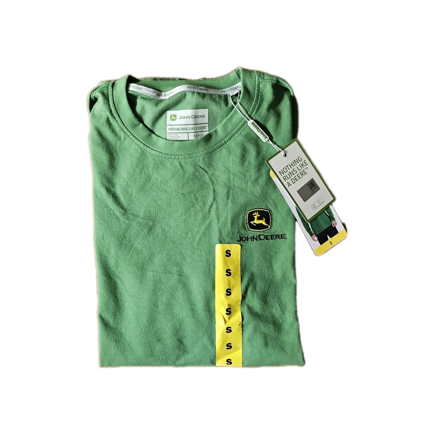 John Deere Men’s Long Sleeve Green T-Shirt tee Logo Size S NWT