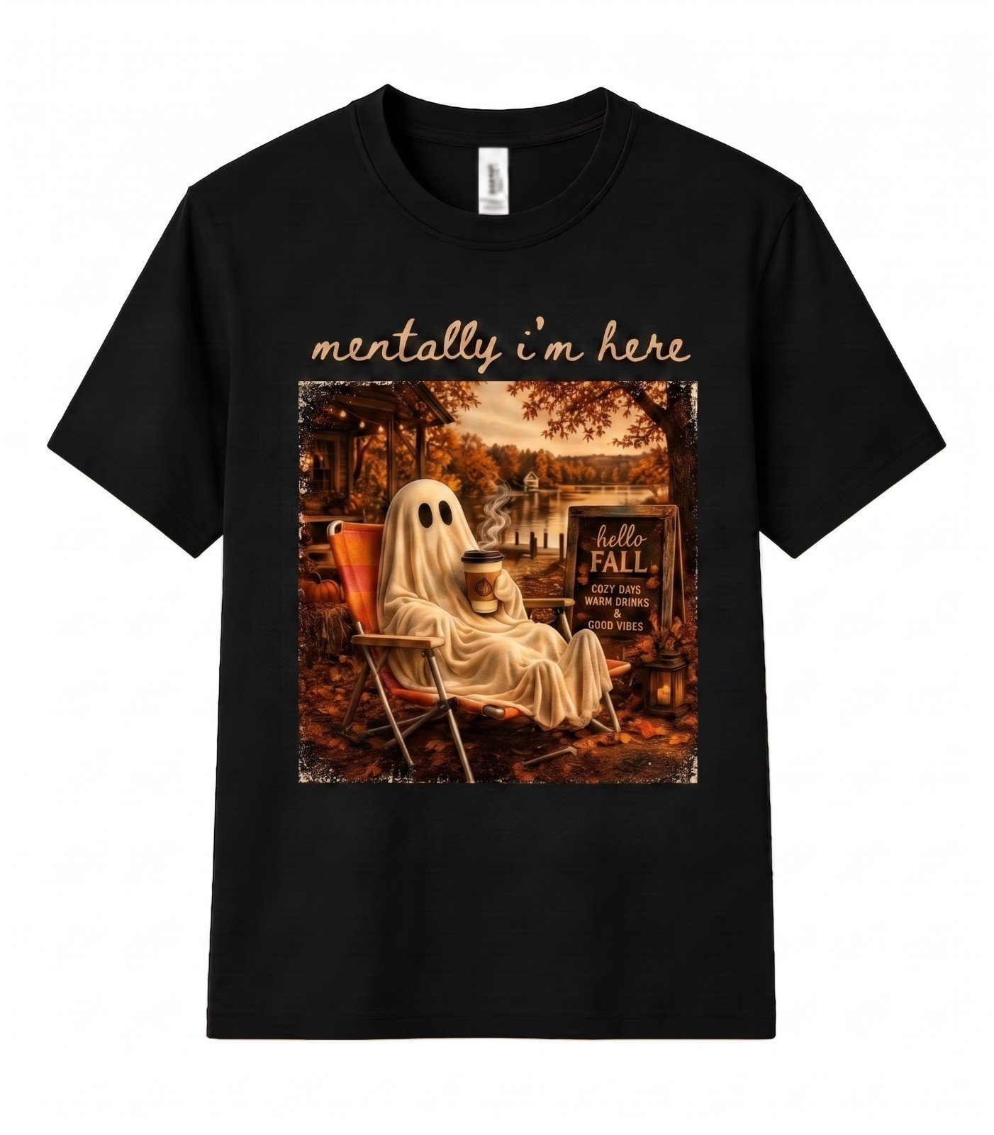 Summerween Ghost Mentally I Am Here Trendy Halloween Lover Funny Unisex T Shirt