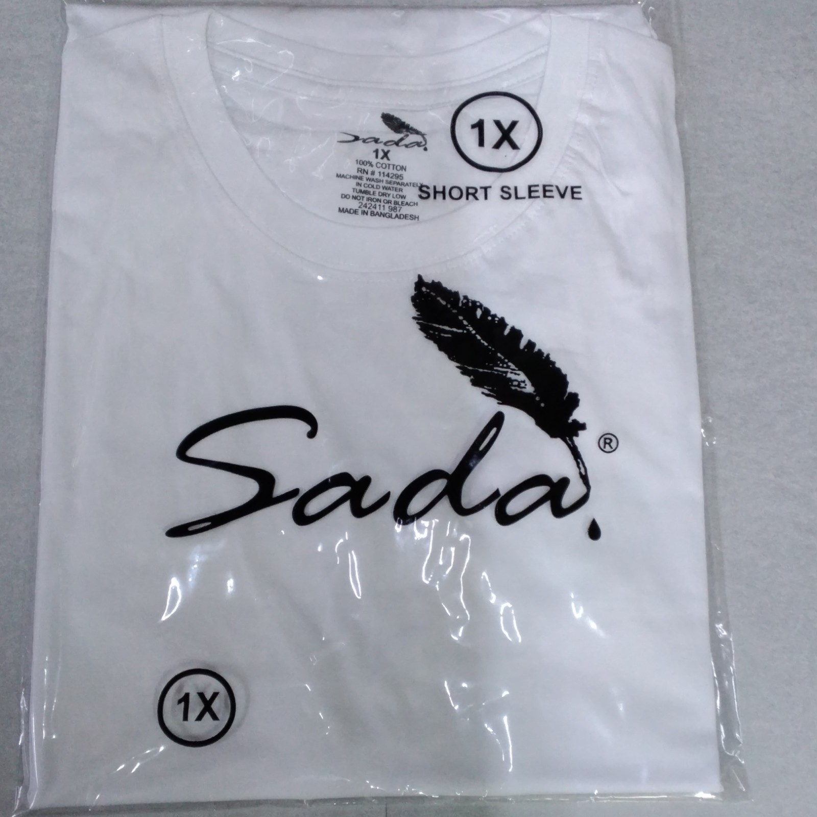Sada Men’s White 1X Cotton Knit Crew Neck Short Sleeve T-Shirt