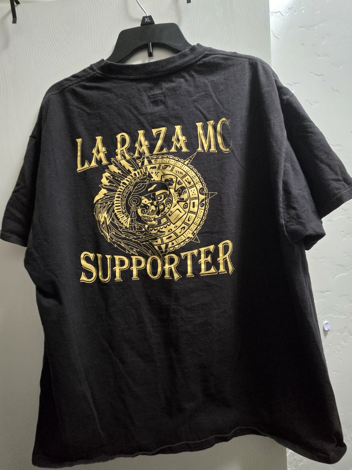 Black/Gold La Raza MC Supporter Double-Sided Graphic Tee Men’s XL