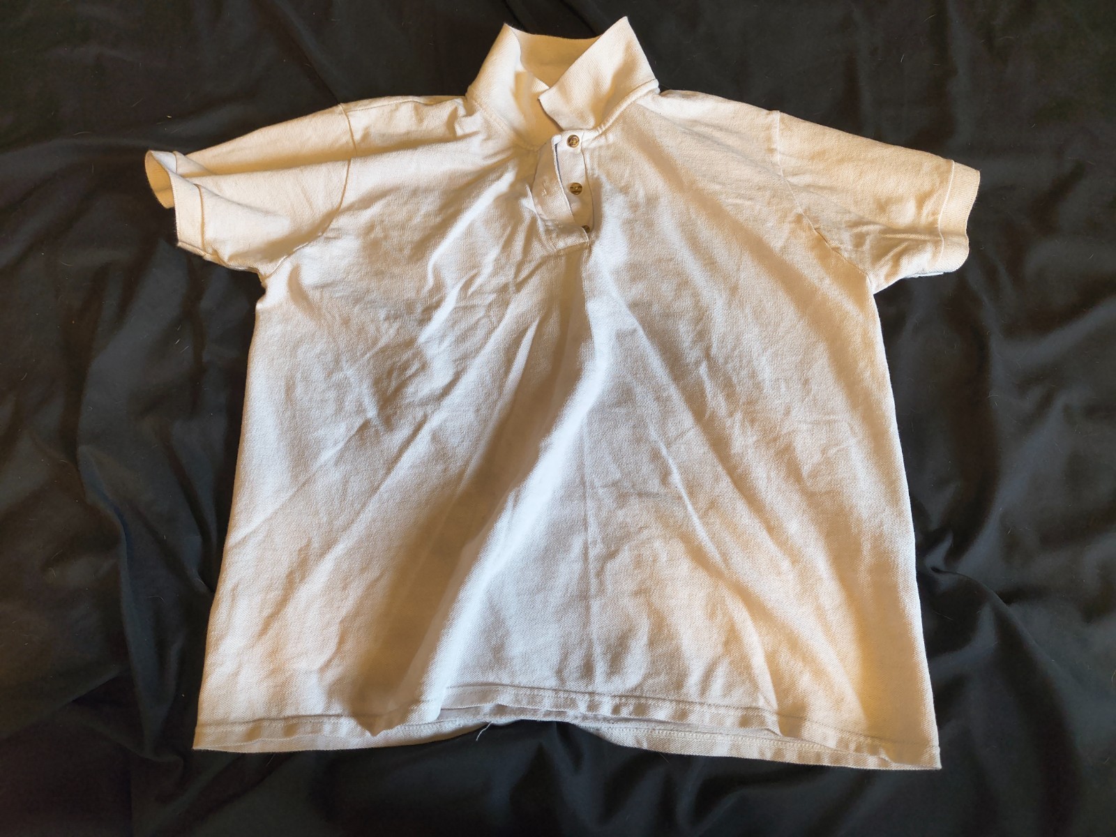 White Gildan Ultra Cotton Button Neck T-Shirt [Large]